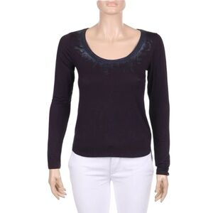 Cop Copine Plum Long Sleeve Top Gunmetal Detail Small